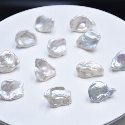 Freshwater Flat Big Petal Baroque Pearl Stud Earrings