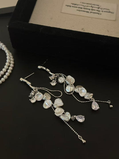 silver pearl earrings