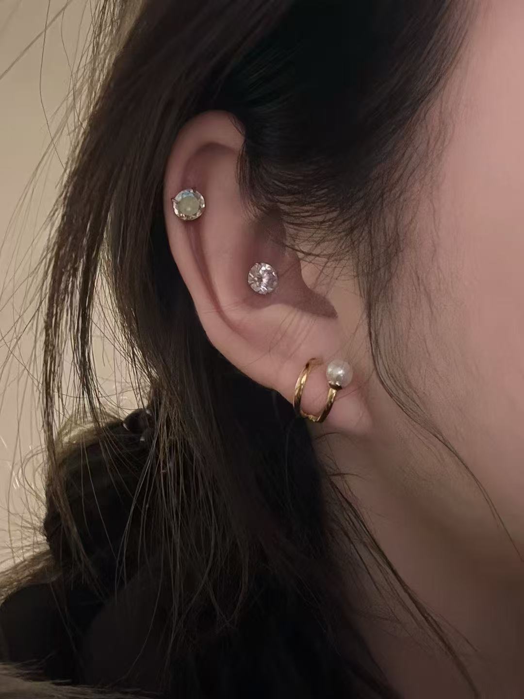 pearl stud gold earrings for bride