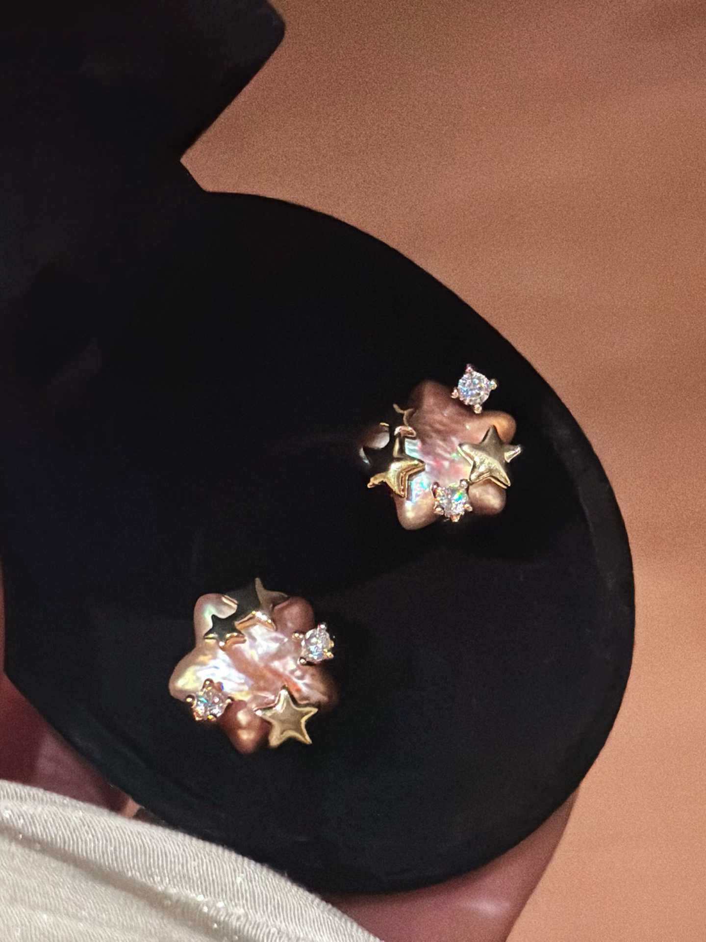 Geometric Freshwater Pearl Stud Earrings Star Earrings with Zircon