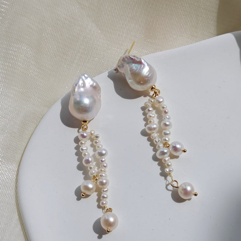 Natural Baroque Freshwater Pearl Tassel Earrings | 925 Sterling Silver