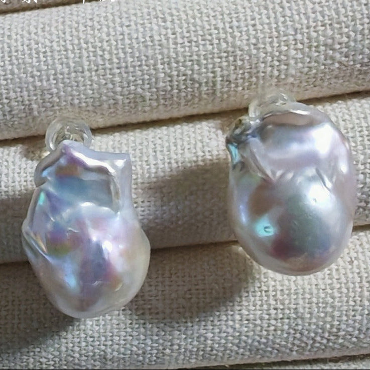 18mm Large Baroque Freshwater Pearl Earrings | 925 Sterling Silver Studs