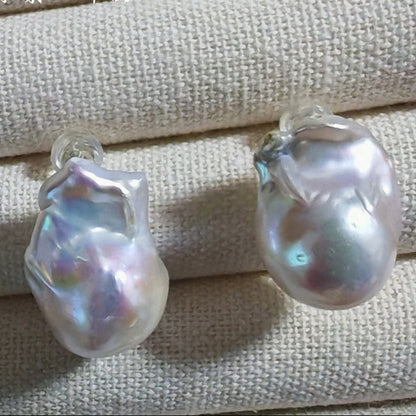 18mm Large Baroque Freshwater Pearl Earrings | 925 Sterling Silver Studs