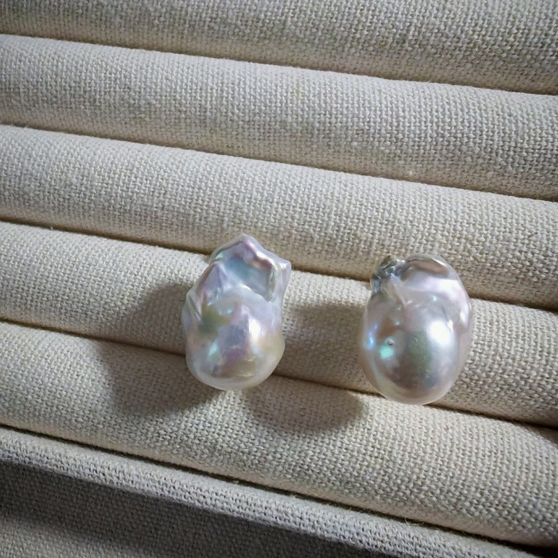 18mm Large Baroque Freshwater Pearl Earrings | 925 Sterling Silver Studs