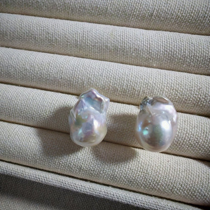 18mm Large Baroque Freshwater Pearl Earrings | 925 Sterling Silver Studs