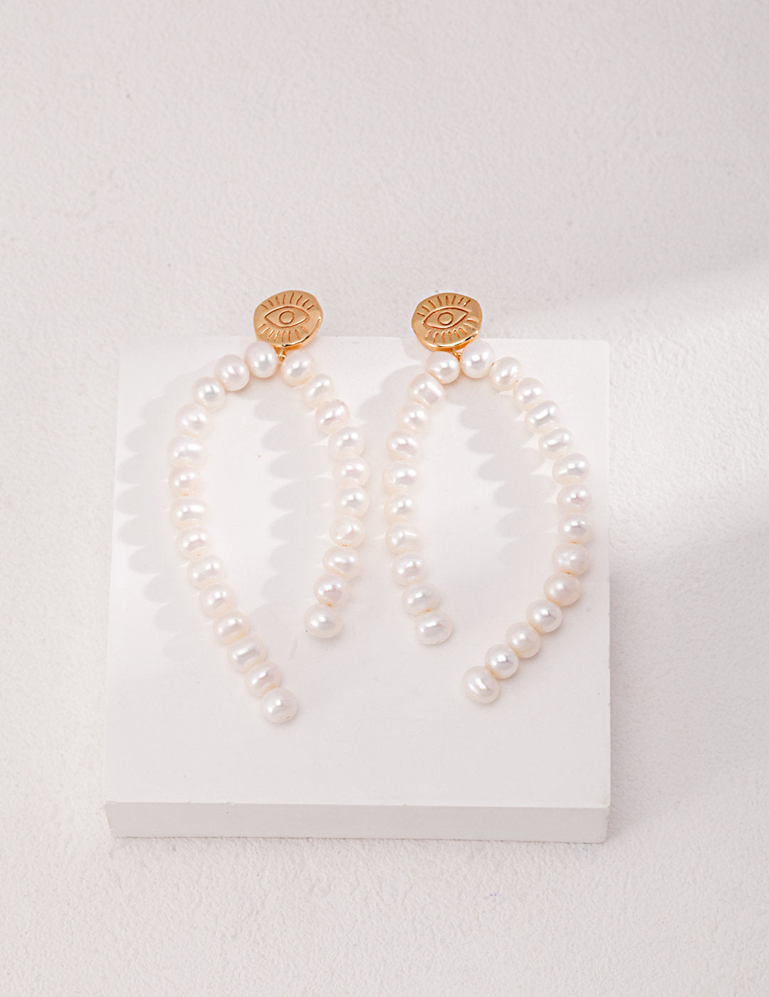 Boucles d'oreilles vintage en argent sterling S925 plaqué or avec perles naturelles