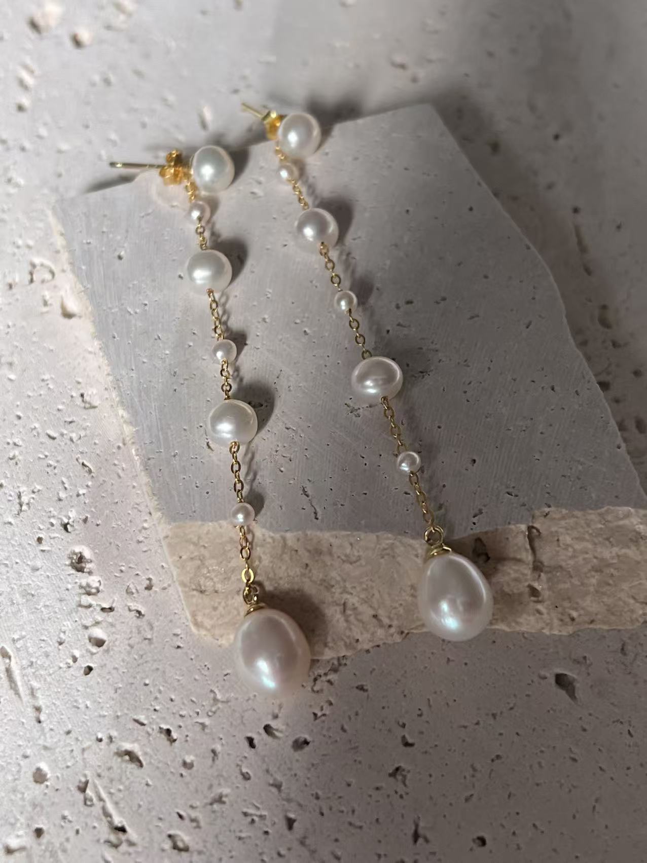 Fairy Freshwater Pearl Starry Ear Thread Earrings for Girlfriend or Best Friend