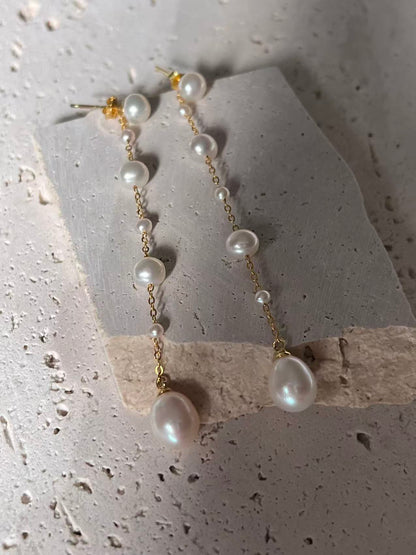 Fairy Freshwater Pearl Starry Ear Thread Earrings for Girlfriend or Best Friend