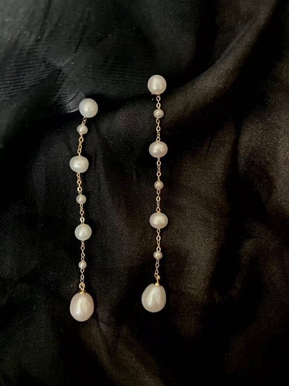 Fairy Freshwater Pearl Starry Ear Thread Earrings for Girlfriend or Best Friend