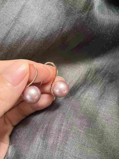 Classic Purple Pearl Drop Earrings