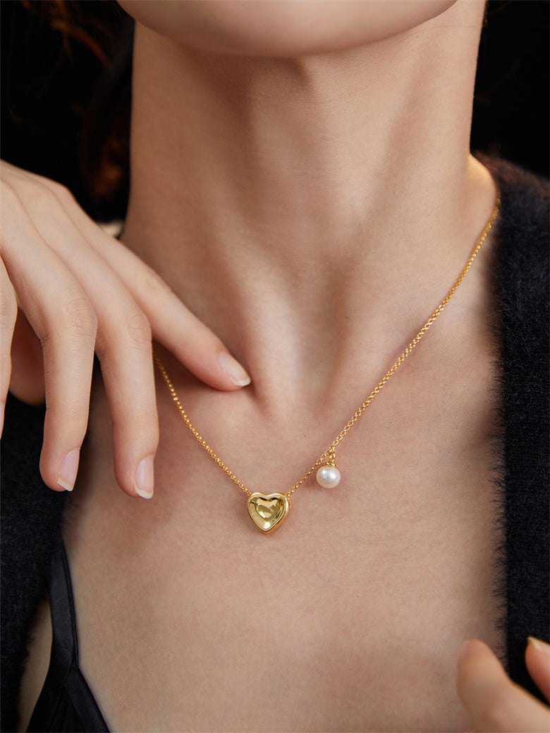 Perle mit Herz Halskette Brautschmuck Abend Party Outfit