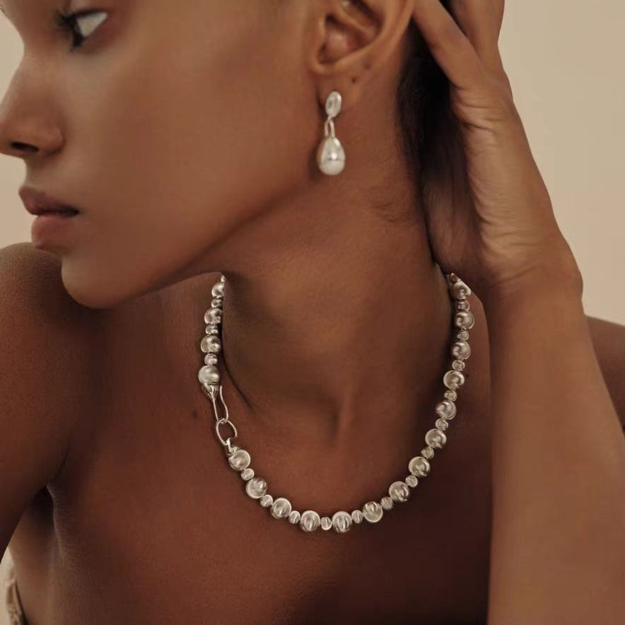 Minimalist Silver-Plated Ball Choker Necklace