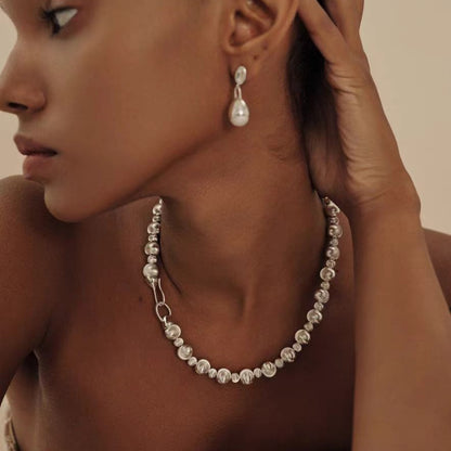 Minimalist Silver-Plated Ball Choker Necklace