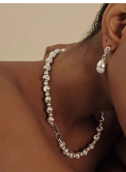 Minimalist Silver-Plated Ball Choker Necklace
