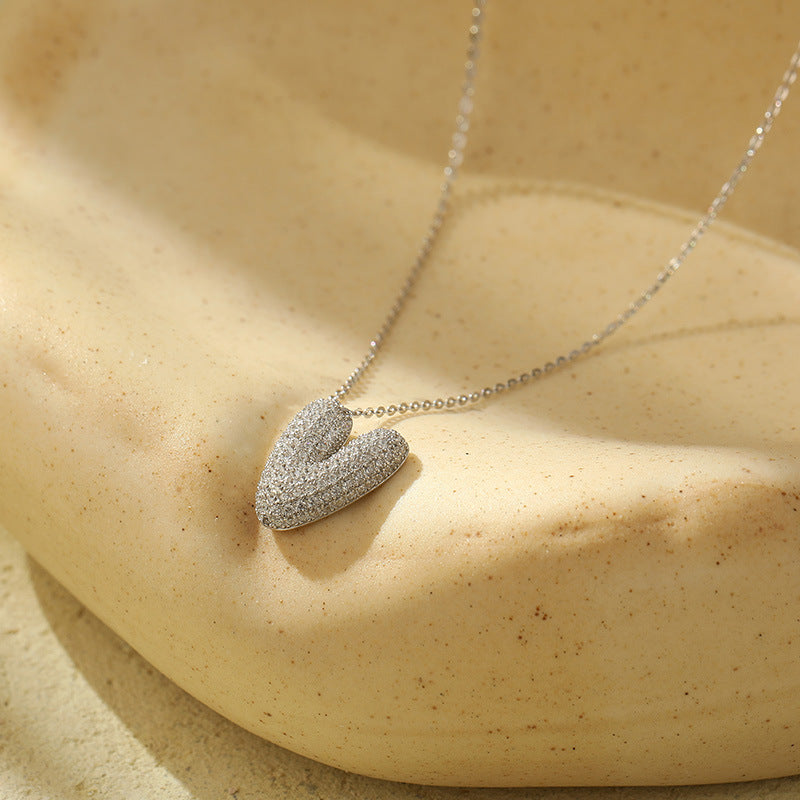 Letter Bubble Necklace in White Gold Plated