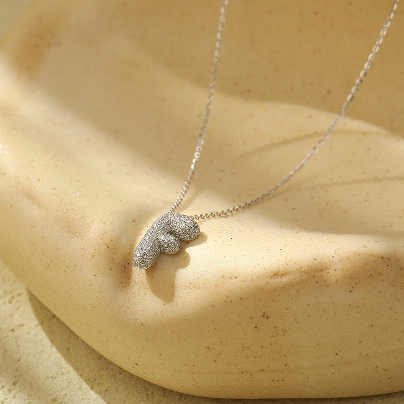 Letter Bubble Necklace in White Gold Plated