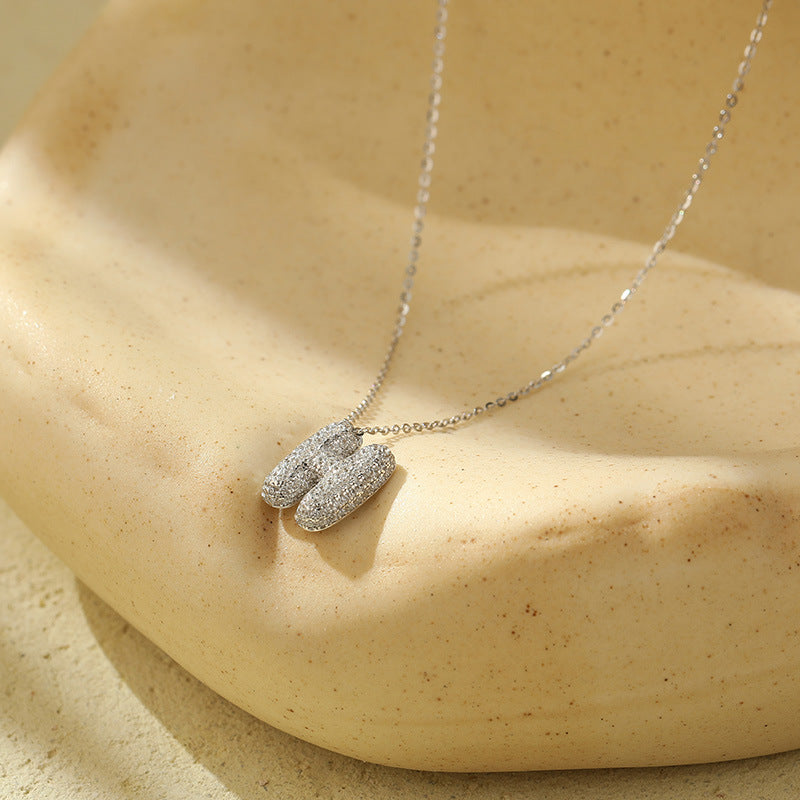 Letter Bubble Necklace in White Gold Plated