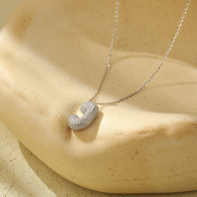Letter Bubble Necklace in White Gold Plated