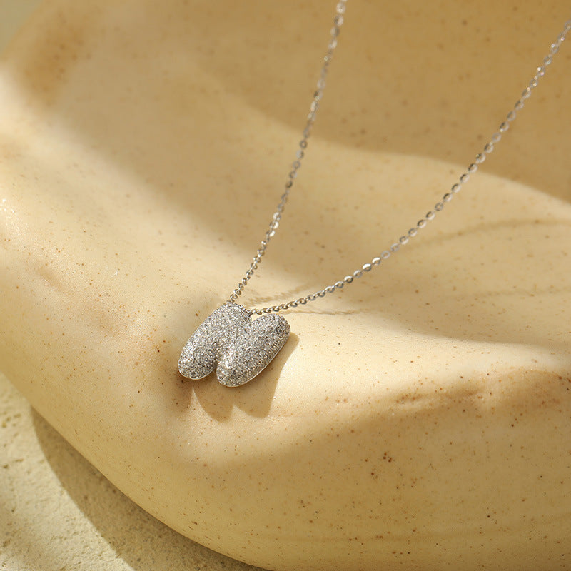 Letter Bubble Necklace in White Gold Plated