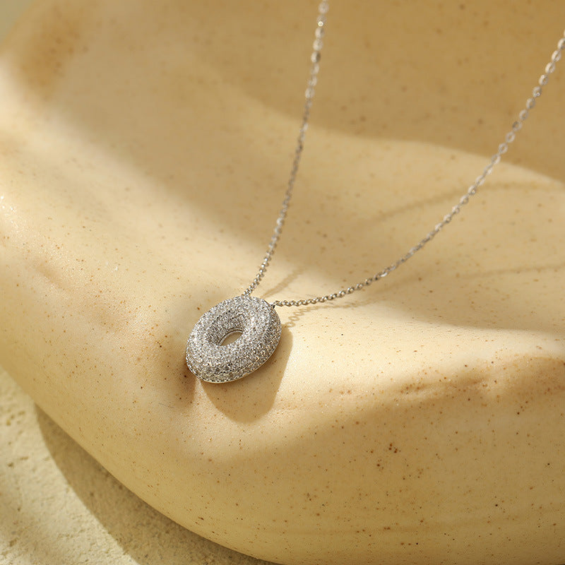 Letter Bubble Necklace in White Gold Plated