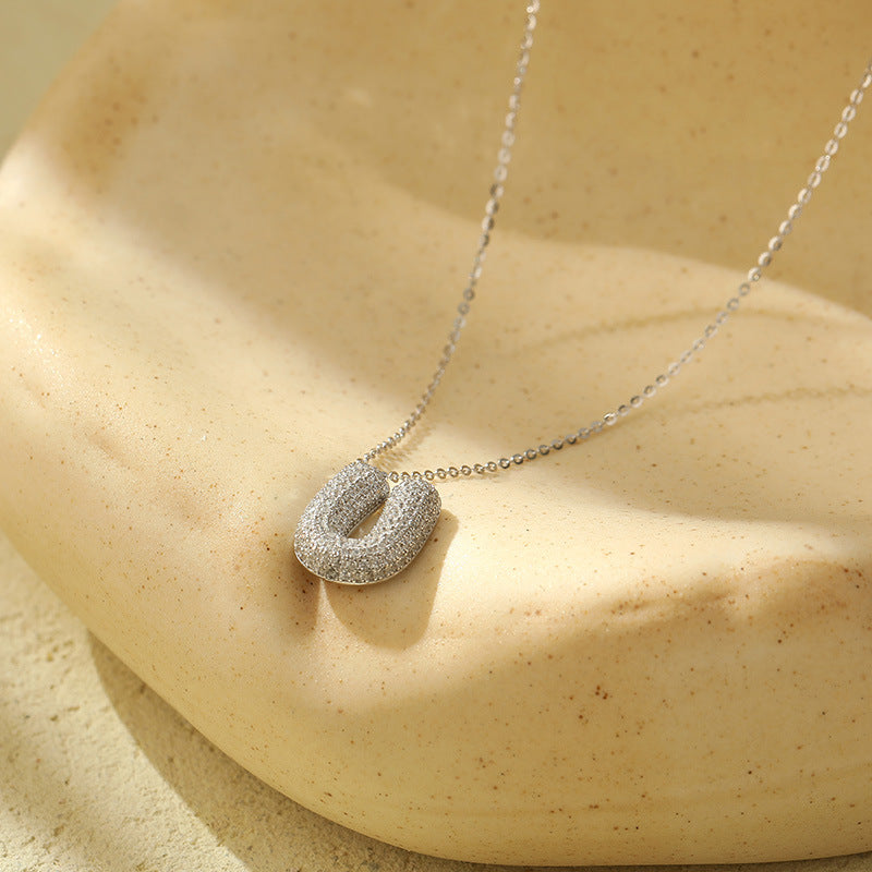 Letter Bubble Necklace in White Gold Plated