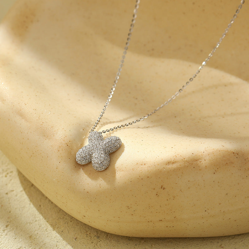 Letter Bubble Necklace in White Gold Plated