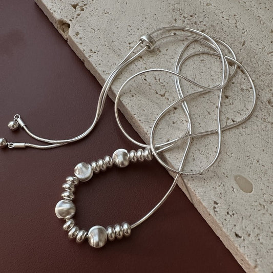 S925 Silver Starry Sky Multi-Wear Pull-Through Snake Chain Necklace Sweater Necklace
