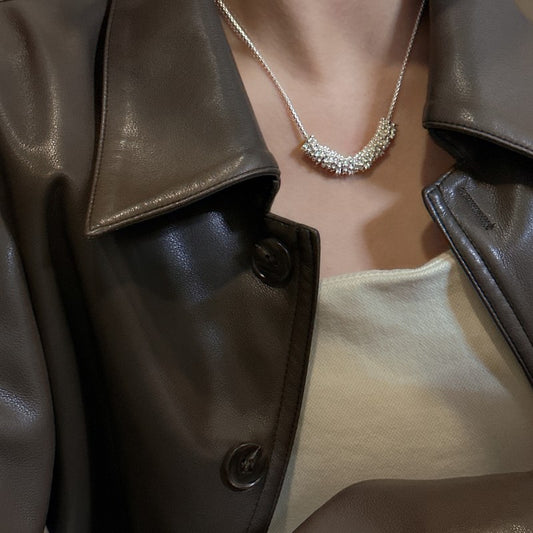S925 Silver Vintage Zircon Necklace – Chunky Fashionable Choker