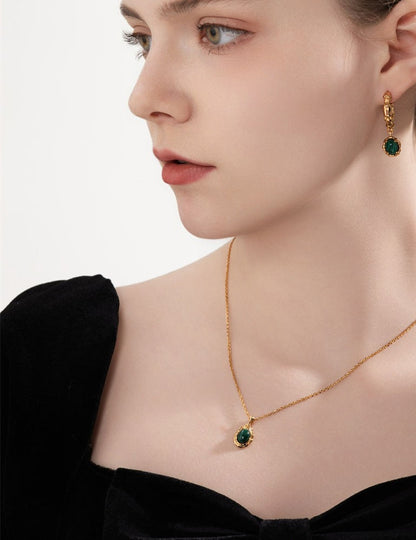 Collier Princesse Rose Rose avec Pierres Précieuses et Zircon Goutte d'Eau