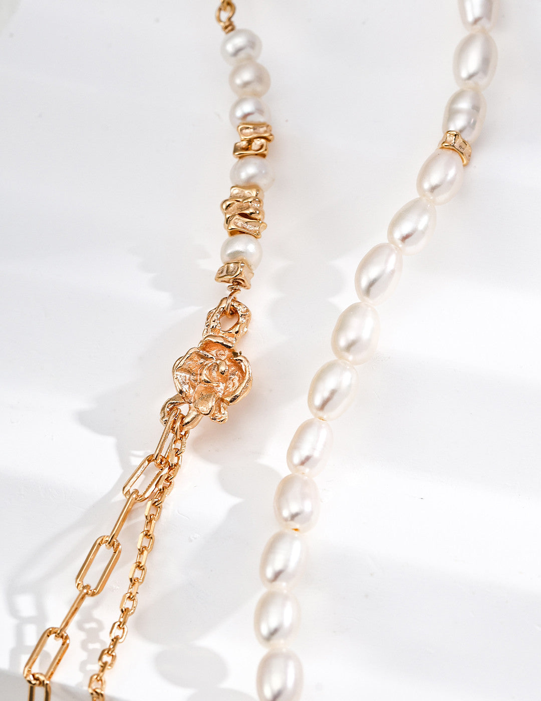 Vintage Natural Pearl Necklace / Bracelet with Flower– 925 Sterling Silver