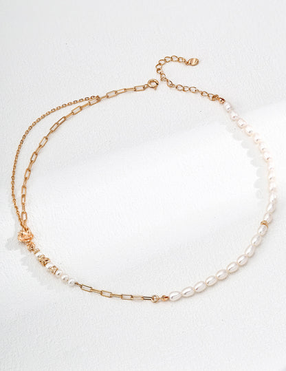 Vintage Natural Pearl Necklace / Bracelet with Flower– 925 Sterling Silver