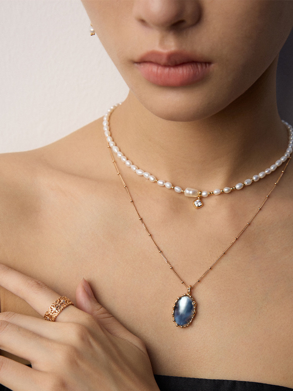 Vintage Blue Mabe Pearl Pendant Necklace – 925 Sterling Silver