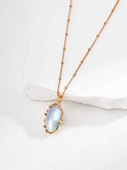 Vintage Blue Mabe Pearl Pendant Necklace – 925 Sterling Silver