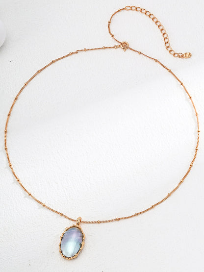 Vintage Blue Mabe Pearl Pendant Necklace – 925 Sterling Silver