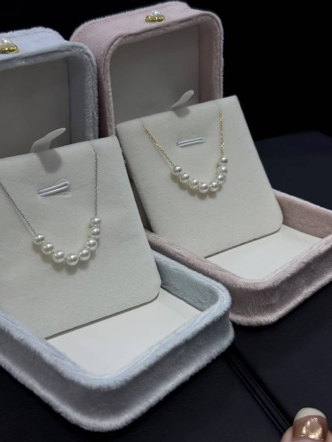 Freshwater Pearl Necklace – Sterling Silver, Minimalist Smile Curve Design