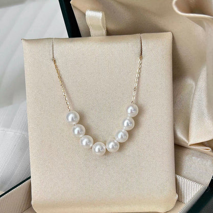 Freshwater Pearl Necklace – Sterling Silver, Minimalist Smile Curve Design