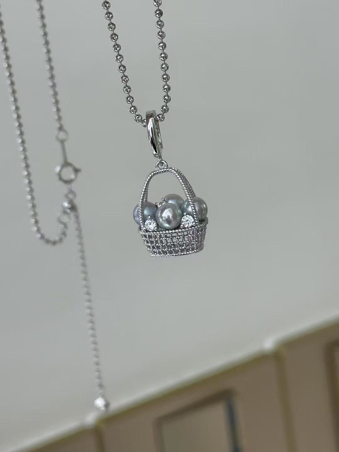 Basket-Style Freshwater Pearl Necklace – Sterling Silver
