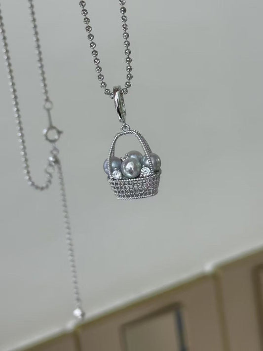 Basket-Style Freshwater Pearl Necklace – Sterling Silver