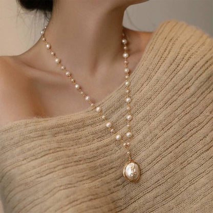 Handcrafted Baroque Pearl Long Necklace – Lightweight Luxury Sweater Chain for Women
