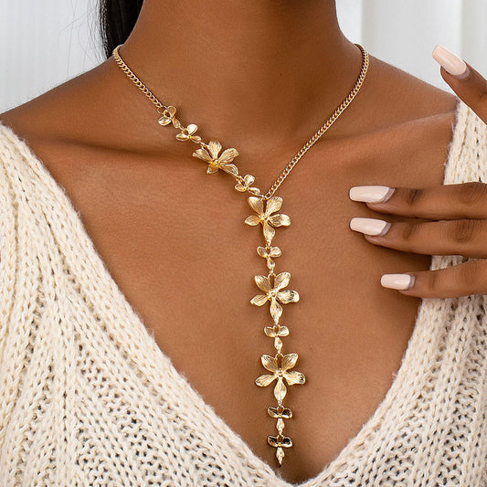 Y-Shaped Flower Tassel Pendant Necklace – Elegant Fashion Style
