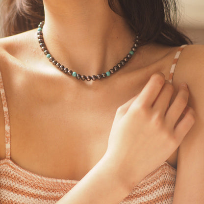 Vintage Choker with Natural Black Freshwater Pearls – Beaded Original Design