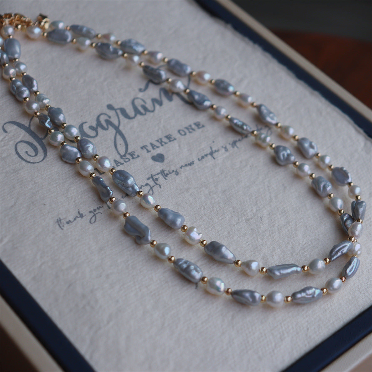 Gray / Purple Keshi Baroque Pearl Necklace for Women/Gift