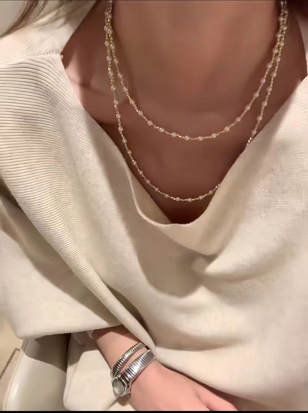 baby pearl long necklace