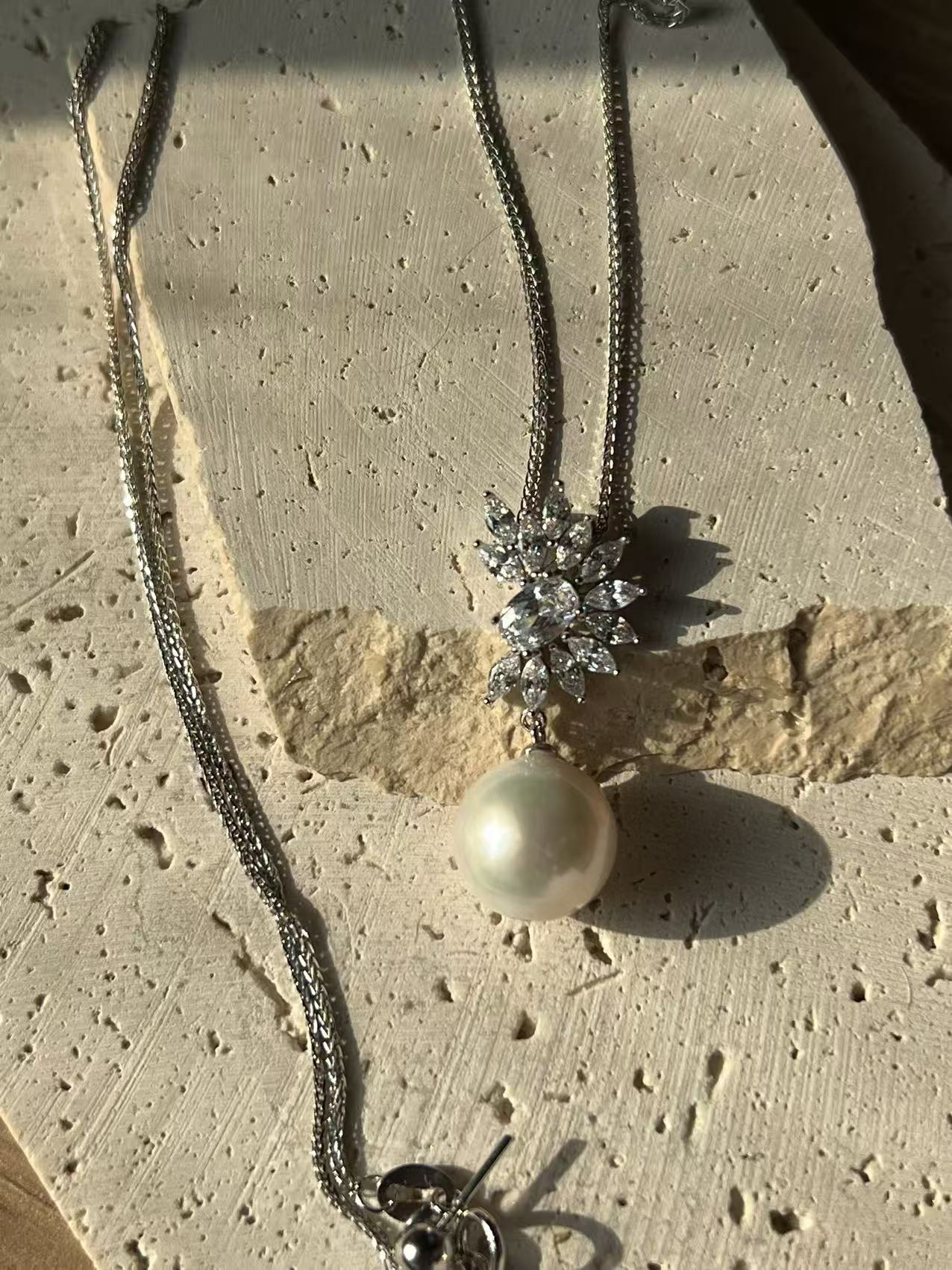 Freshwater Pearl Necklace with Zircon for Bride/Wedding