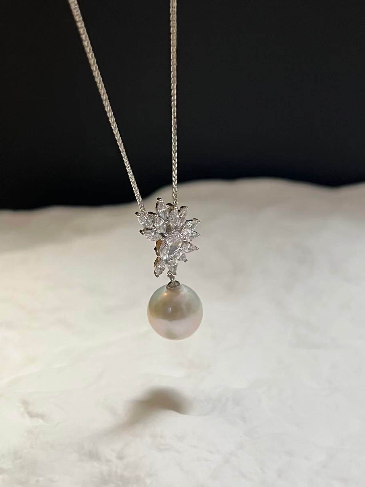 Freshwater Pearl Necklace with Zircon for Bride/Wedding