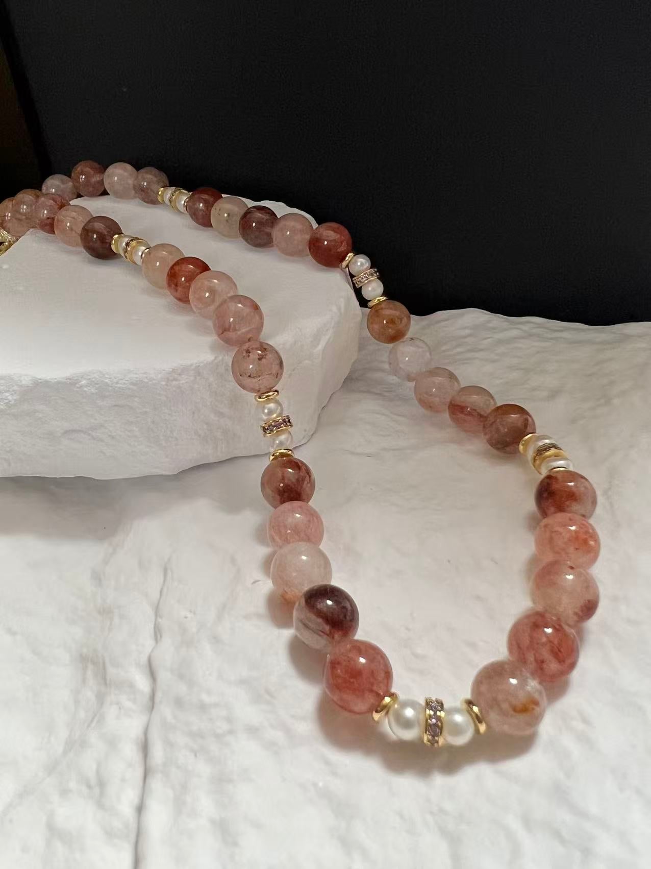 Freshwater Pearl & Pink Crystal Necklace