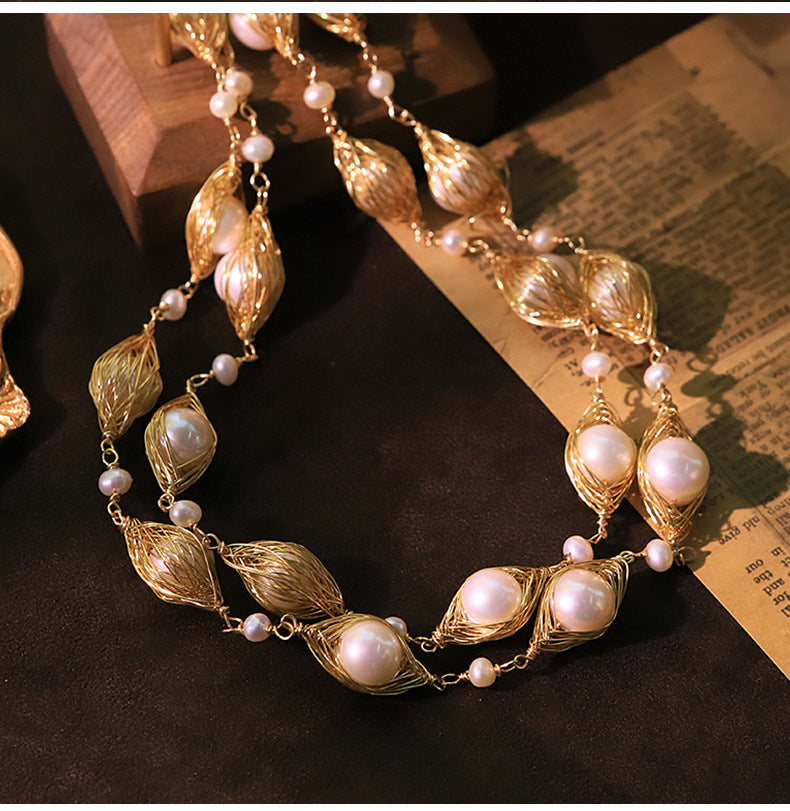 Natural Freshwater Pearl Wrap Sweater Chain Necklace