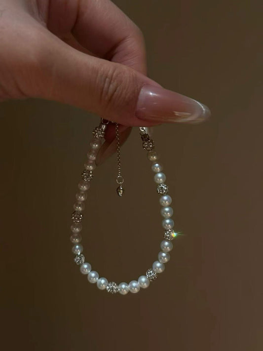 Freshwater Baby Pearl Bracelet with Zircon and Heart for Wediing Date Gift