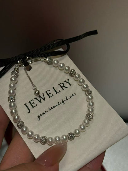 Freshwater Baby Pearl Bracelet with Zircon and Heart for Wediing Date Gift