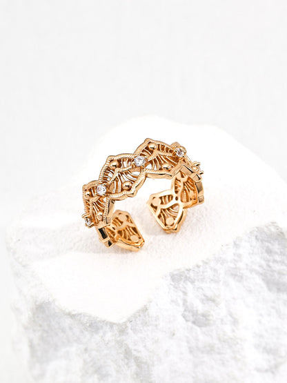 Artistic Zircon Open Ring – 925 Sterling Silver